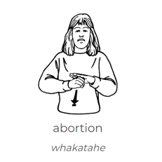 New Zealand Sign Language drawing of abortion